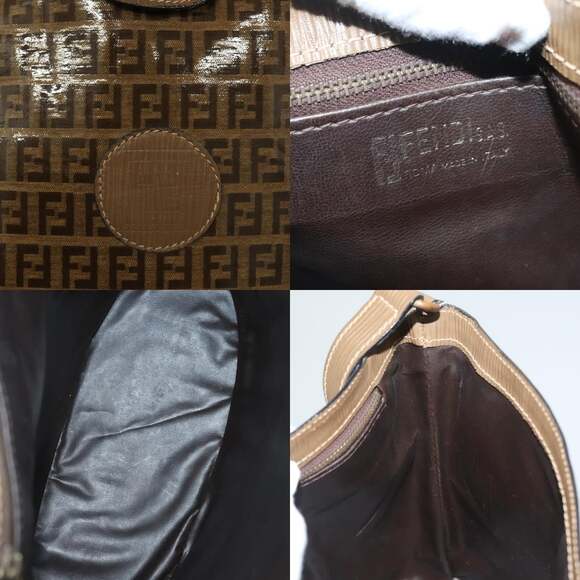 FENDI Zucchino Canvas Shoulder Bag Vintage Brown - Picture 11 of 12